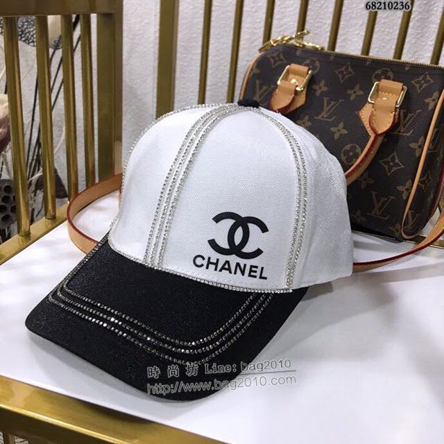 Chanel新品女士帽子 香奈兒燙鑽棒球帽鴨舌帽  mm1422